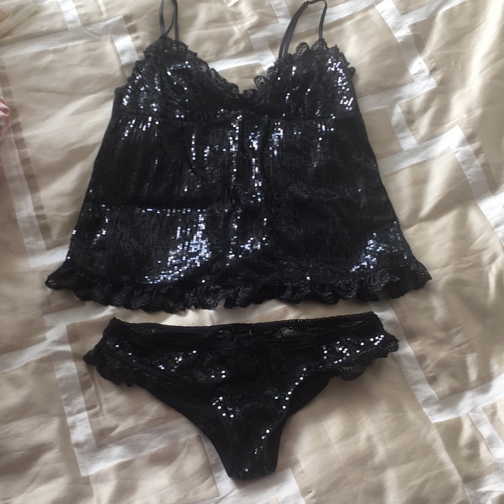 Black sequin chemise set